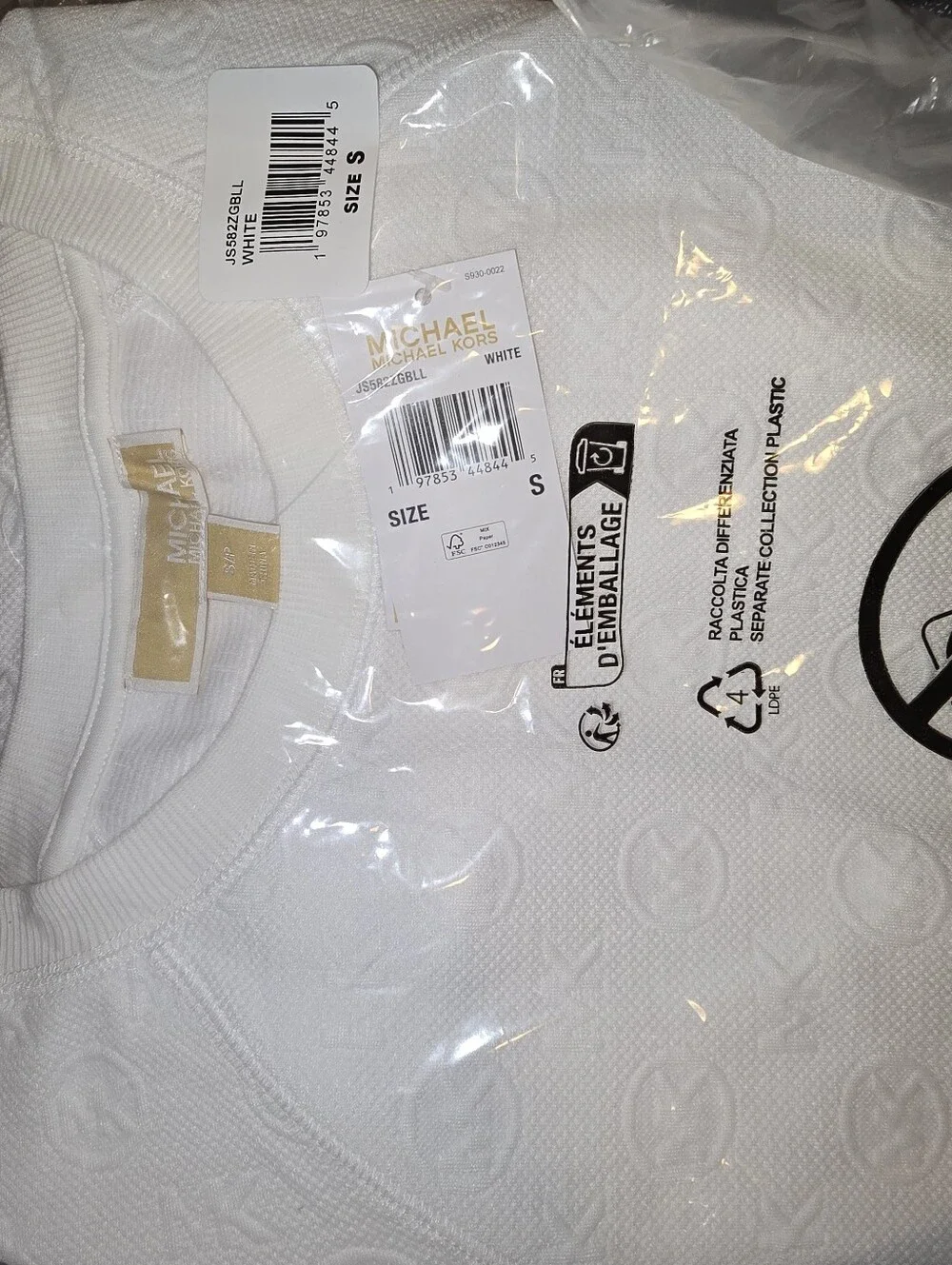 NWT Michael Kors Raglan Sleeve Logo Jacquard Sweater Dress Size Small